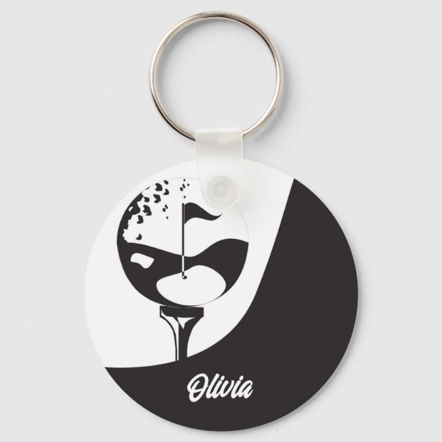 Porte-clés Custom Name Hello Black and White Golf  (Recto)