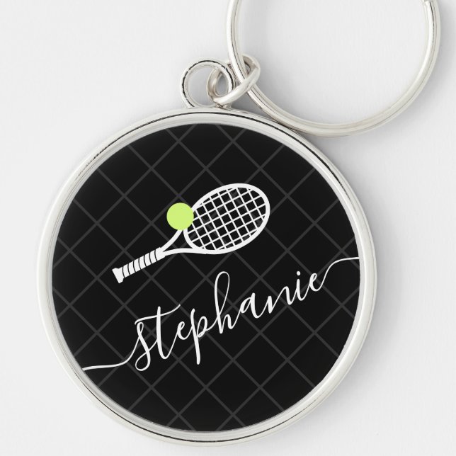 Porte-clés Custom Name Tennis Ball Racket Monogram (Devant)