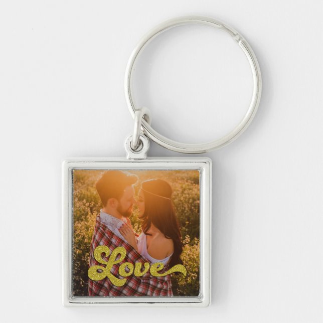 Porte-clés Custom Photo with Gold Love (Devant)