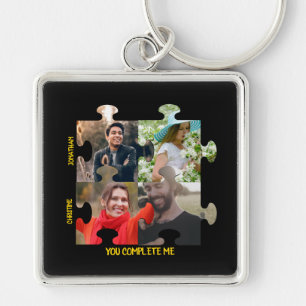 Porte-clés Custom puzzle piece photo You complete me couple