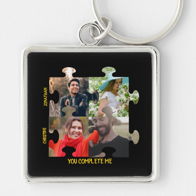 Porte-clés Custom puzzle piece photo You complete me couple (Devant)