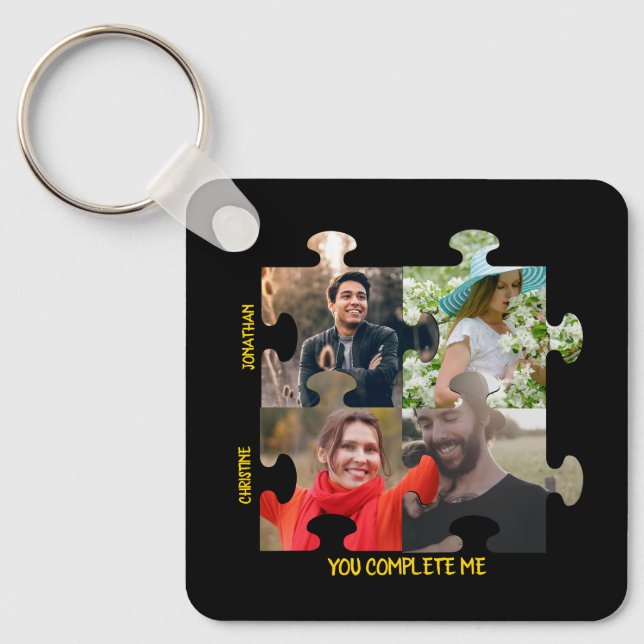 Porte-clés Custom puzzle piece photo You complete me couple (Recto)