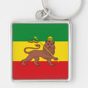 Porte-clés Custom Rastafarian Flag of Ethiopia Lion of Judah 