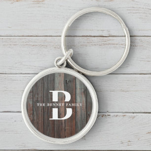 Porte-clés Custom Rustic Farmhouse Family Monogram Name Wood