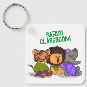 Porte-clés Custom Safari Classroom Cheetah Lion Elephant