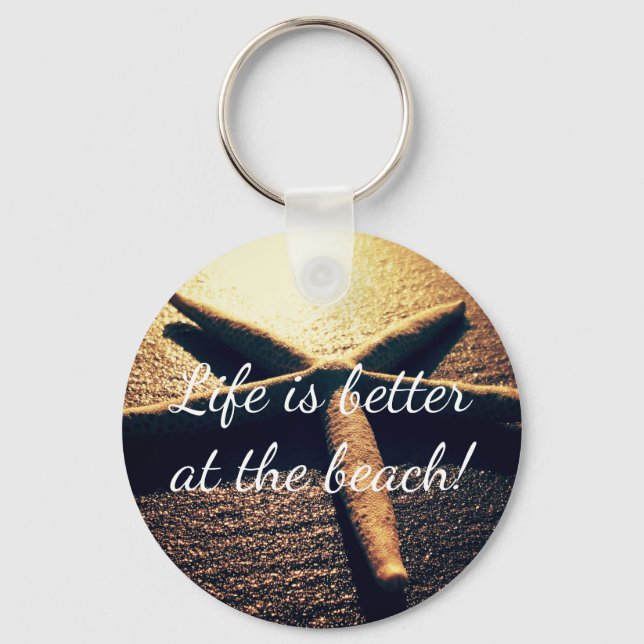 Porte-clés Custom starfish beach photo round button keychains (Recto)