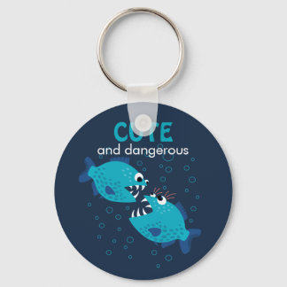 Porte-clés Custom Text Cute And Dangerous Piranha Fish