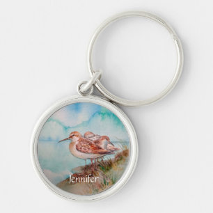 Porte-clés Custom Watercolor Sandpiper Shore Beach Bird Art