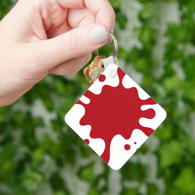 Porte-clés Custom White & Tomato Red Paint Splatter Keychain (main)