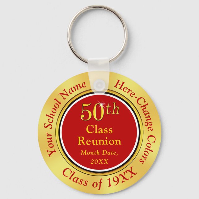 Porte-clés Customizable 50th Class Reunion Keychains, Gold (Recto)