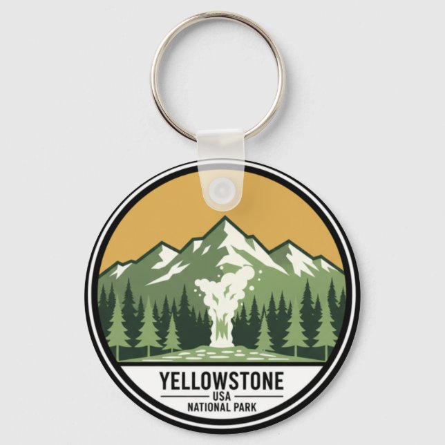 Porte-clés Customizable Yellowstone National Park Keychain (Recto)