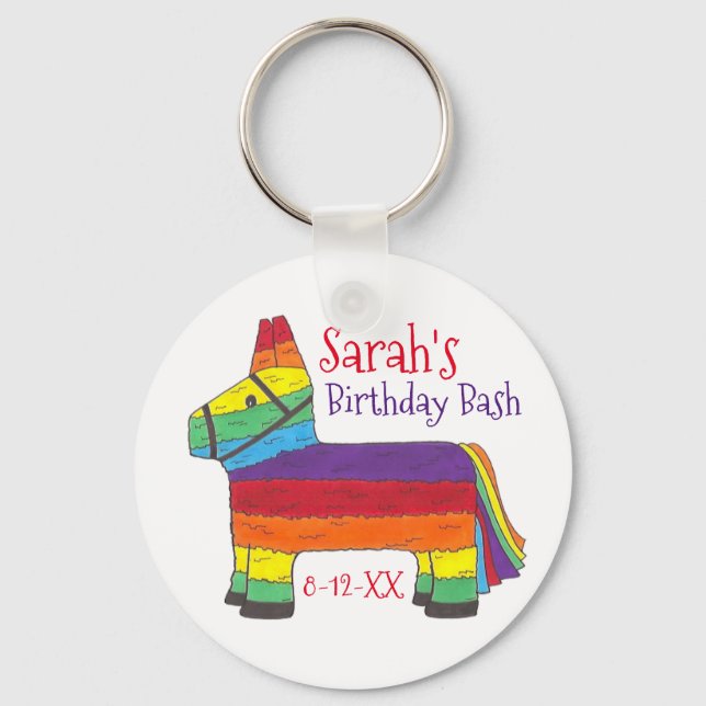 Porte-clés Customized Birthday Party Favor Rainbow Piñata (Recto)