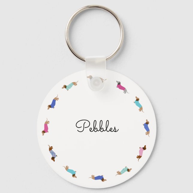 Porte-clés Customized Dachshund Button Keychain (Recto)