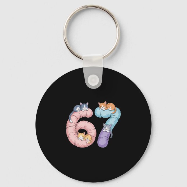 Porte-clés Cute 67 Cat Meme Design  (Recto)