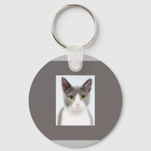 Porte-clés Cute adorable Gris Blanc Chat Kitty