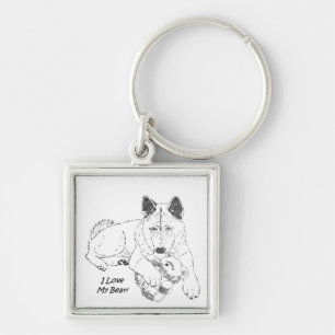 Porte-clés Cute akita with teddy bear dog art keychain