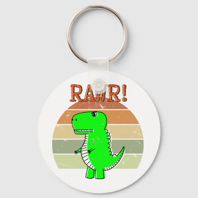 Porte-clés Cute And Angry Cartoon T-Rex Dinosaur Sunset (Recto)