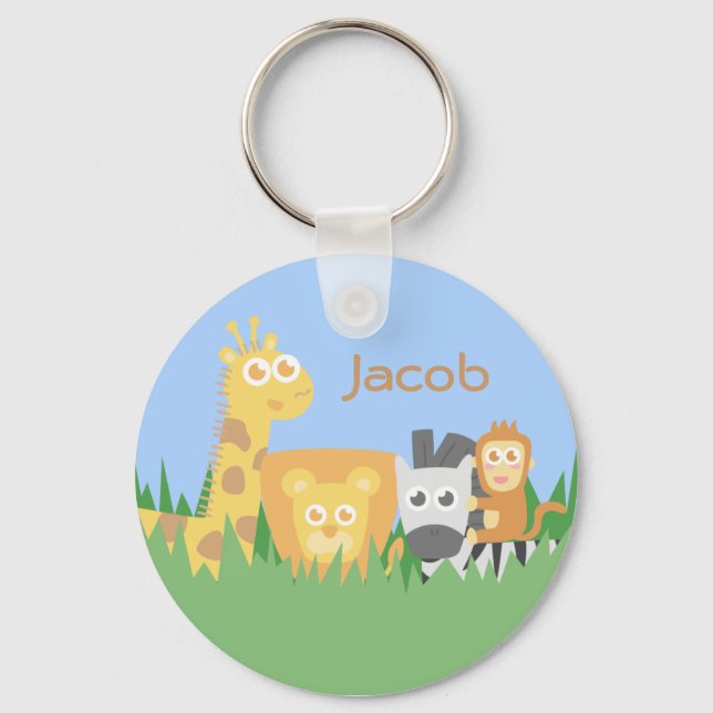 Porte-clés Cute and Colourful Safari Animals Personalized (Recto)