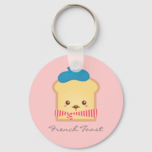 Porte-clés Cute and Happy French toast Pink Keychain (Recto)