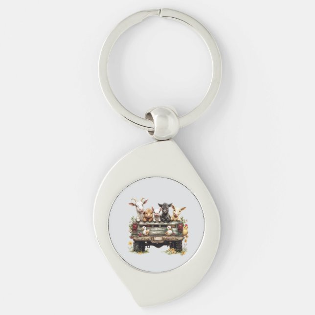 Porte-clés Cute Animal Farm On Metal Keychain (Devant)