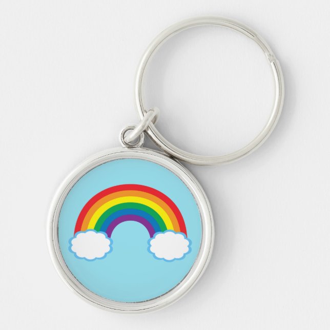 Porte-clés Cute arc-en-ciel nuages bleu (Devant)