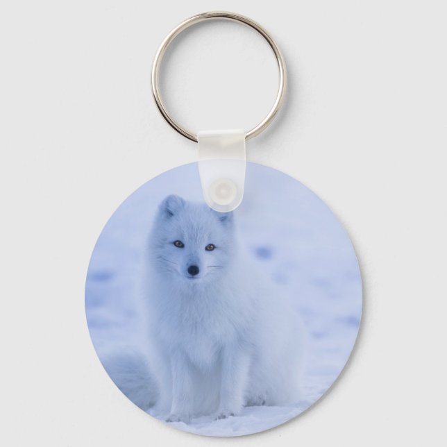 Porte-clés Cute Arctic Fox on Snowy Winter Background (Recto)