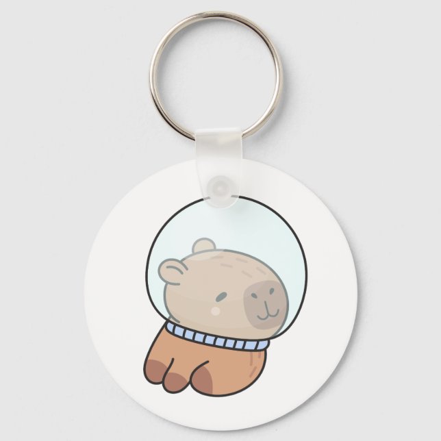 Porte-clés Cute Astronaut Capybara in Space Helmet Kawaii (Recto)