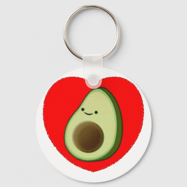 Porte-clés Cute Avocado Dans Le Coeur Rouge (Recto)