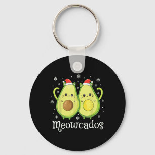 Porte-clés Cute Avocado Kitten Pun drôle de Noël Alimentation