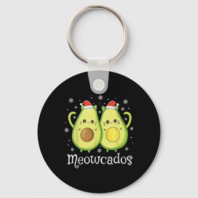 Porte-clés Cute Avocado Kitten Pun drôle de Noël Alimentation (Recto)