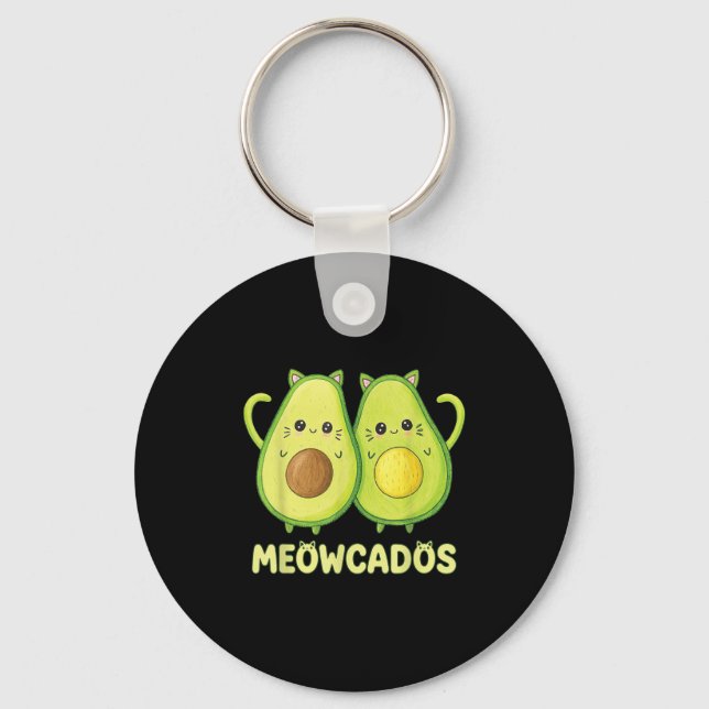 Porte-clés Cute Avocado Kitten Pun Funny Kawaii Alimentation  (Recto)