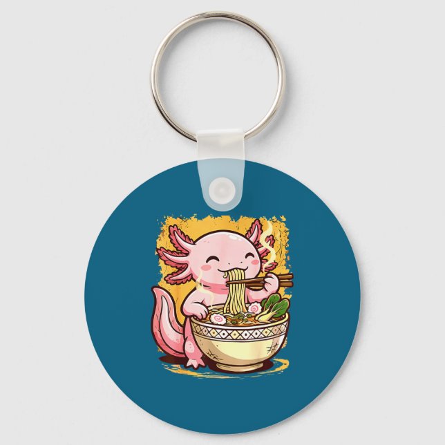 Porte-clés Cute Axolotl Eats Ramen Noodles Axolotls Ramen  (Recto)