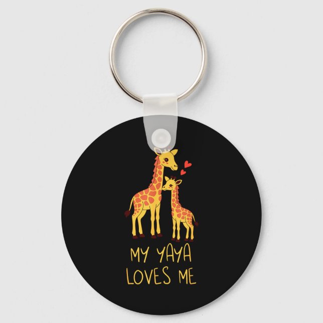 Porte-clés Cute Baby Giraffe And Grandma My Yaya Loves Me  (Recto)