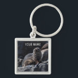 Porte-clés Cute Baby Seal on the Rocks Tasmania Australia<br><div class="desc">Fur seals are the cutest and curious animals. And they are incredibly playful. This unique key chain features a photo a baby fur seal enjoying the sun on the rocks around Tasman Island in Tasmania, Australia. You can personalize it with your own name or text. Or, if you just want...</div>