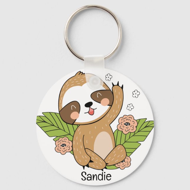 Porte-clés Cute Baby Sloth Custom Name     (Recto)
