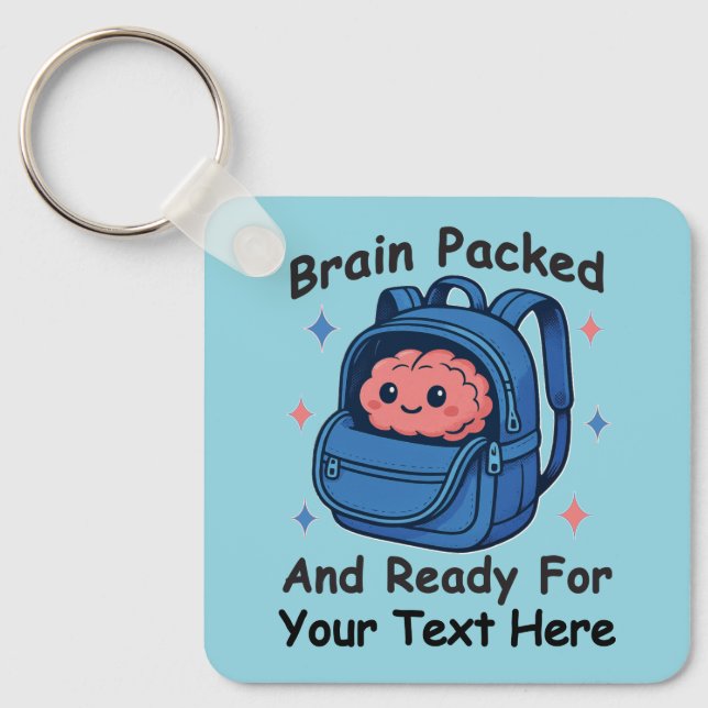 Porte-clés Cute Back-to-School Customizable “Brain Ready" (Recto)