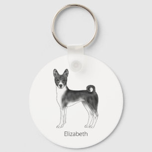 Porte-clés Cute Basenji Chien En Noir Et Blanc & Texte Person
