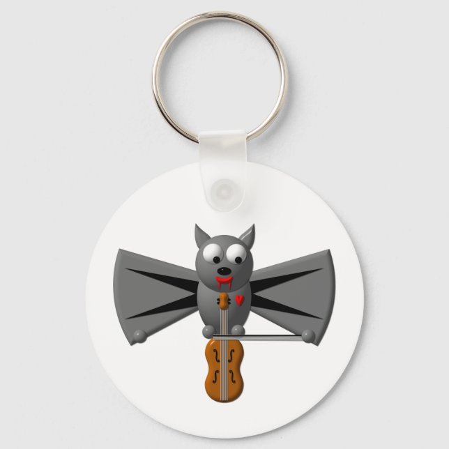 Porte-clés Cute batte vampire jouant du violon (Recto)