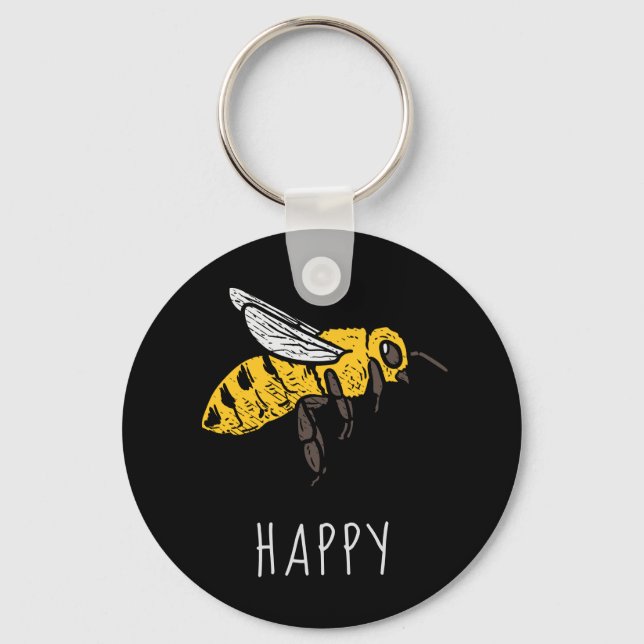 Porte-clés Cute Bee Happy Custom (Recto)