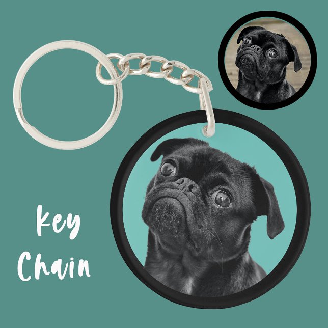 Porte-clés Cute Black Pug Face Charm | Unique Custom Dog Love (Créateur téléchargé)