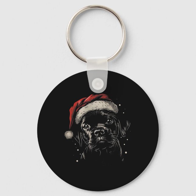 Porte-clés Cute Black Puppy Lab Santa Hat Xmas Chien Labrador (Recto)