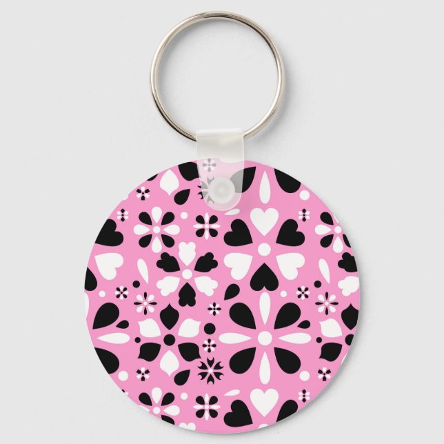 Porte-clés Cute black white flowers (Recto)