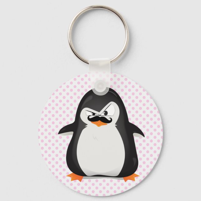 Porte-clés Cute Black  White Penguin And  Funny Mustache (Recto)