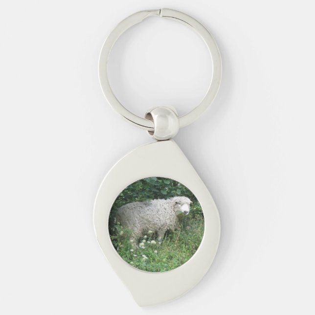 Porte-clés Cute Blanc Fluffé Manger Porte - clé (Devant)