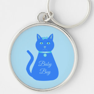 Porte-clés Cute Blue Baby Boy Chat Personnalisé Genre Reveill