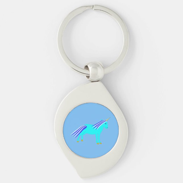 Porte-clés Cute Blue Baby Boy Unicorn (Devant)