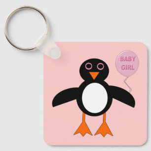 Porte-clés Cute Blue Baby Girl Penguin Baby shower personnali
