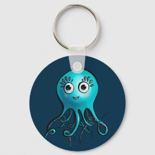 Porte-clés Cute Blue Octopus - Kawaii Cartoon Sea Animal