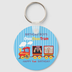 Porte-clés Cute Blue Stripes Motif Toy Train Boys Anniversair
