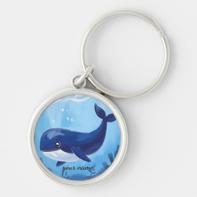 Porte-clés Cute Blue Whale Keychain (Devant)